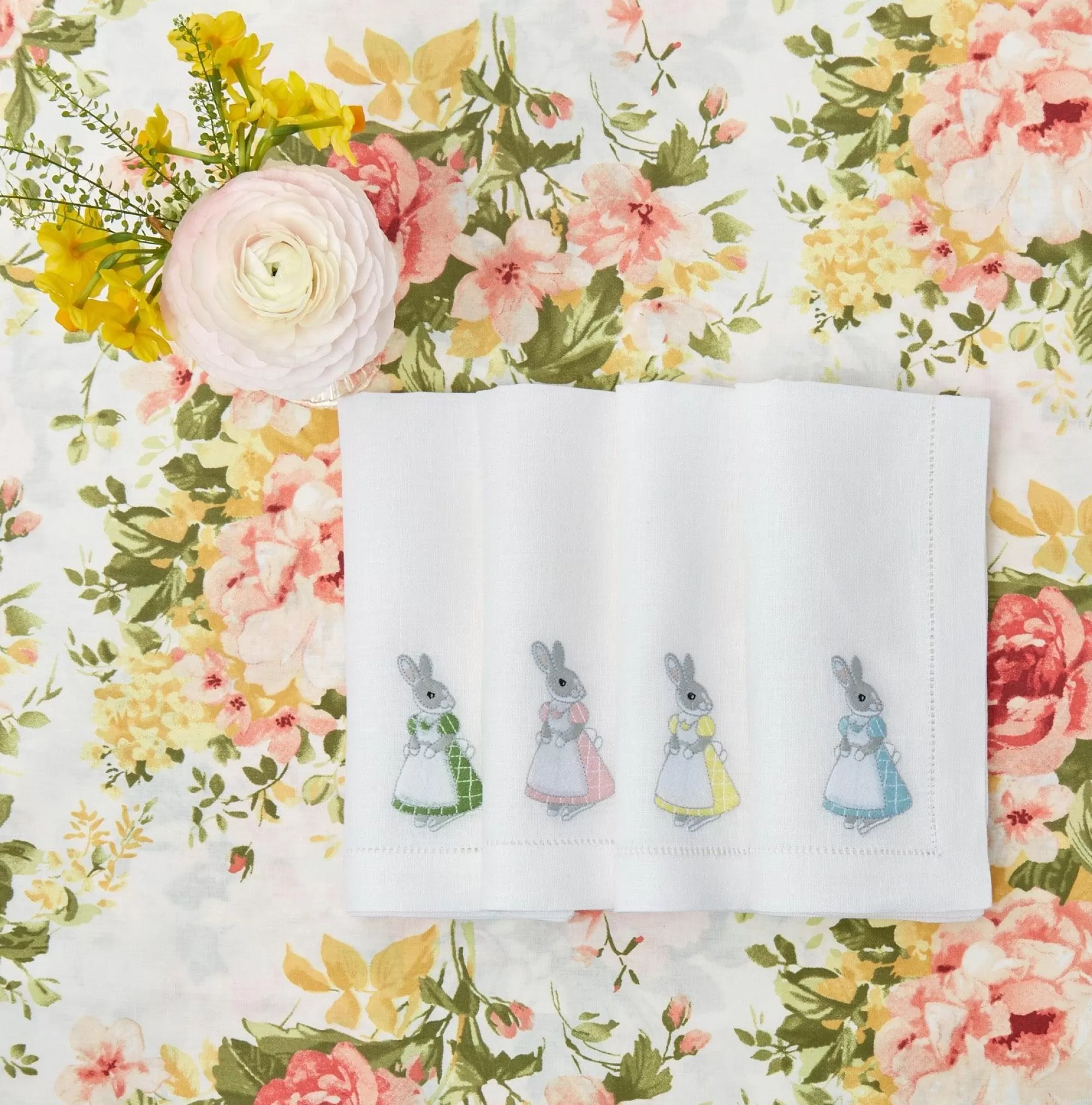 Shop Assorted White Linen Rabbit Napkins (Set Of 4) Napkins